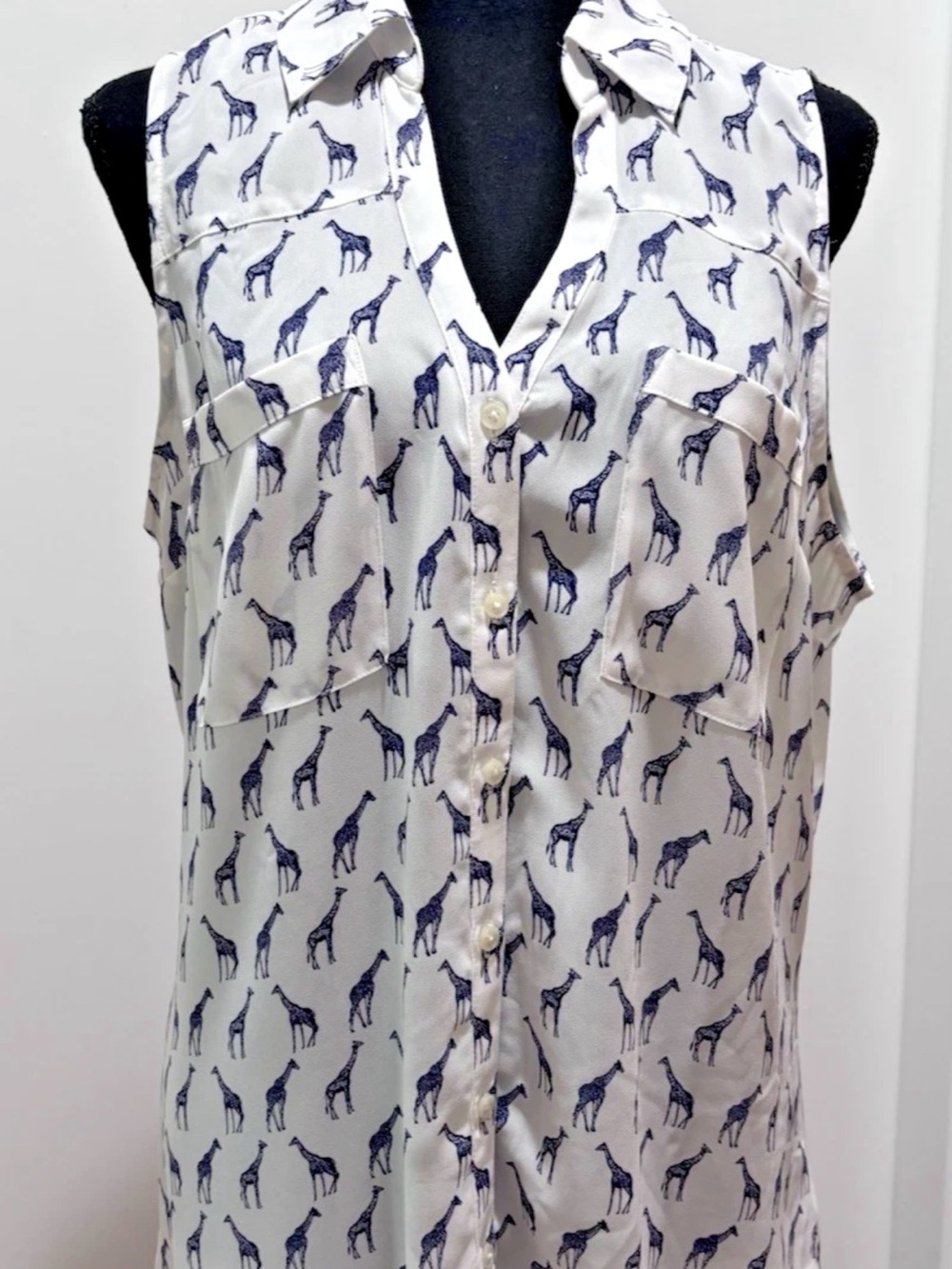 Express Sleeveless giraffe portofino blouse